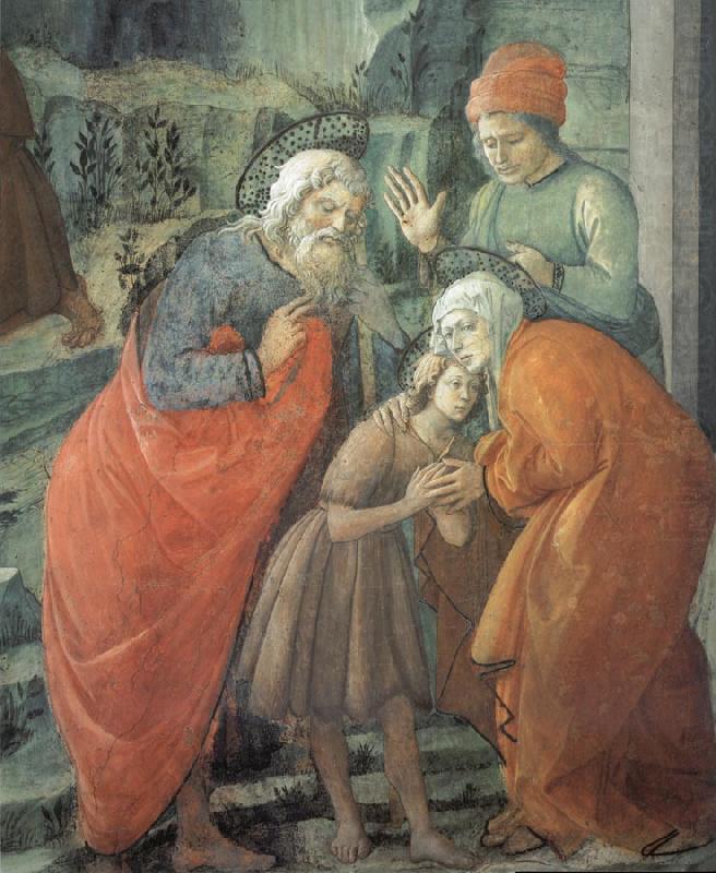 Details of St John beids farewell to his parents, Fra Filippo Lippi